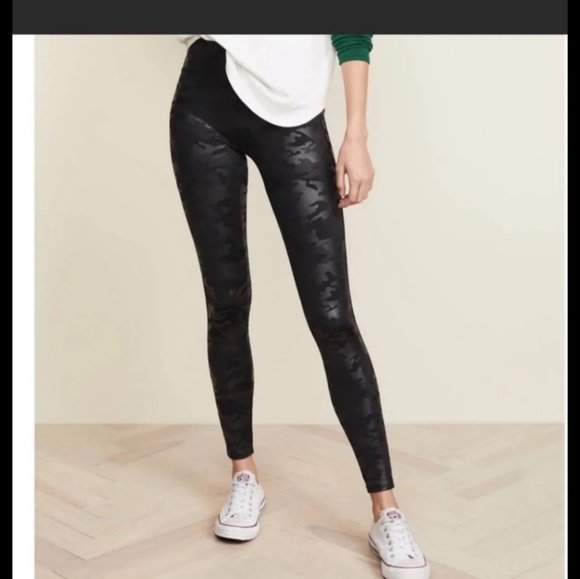 spanx faux leather camo legging